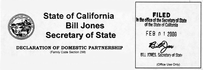 Domestic Partnership certificate